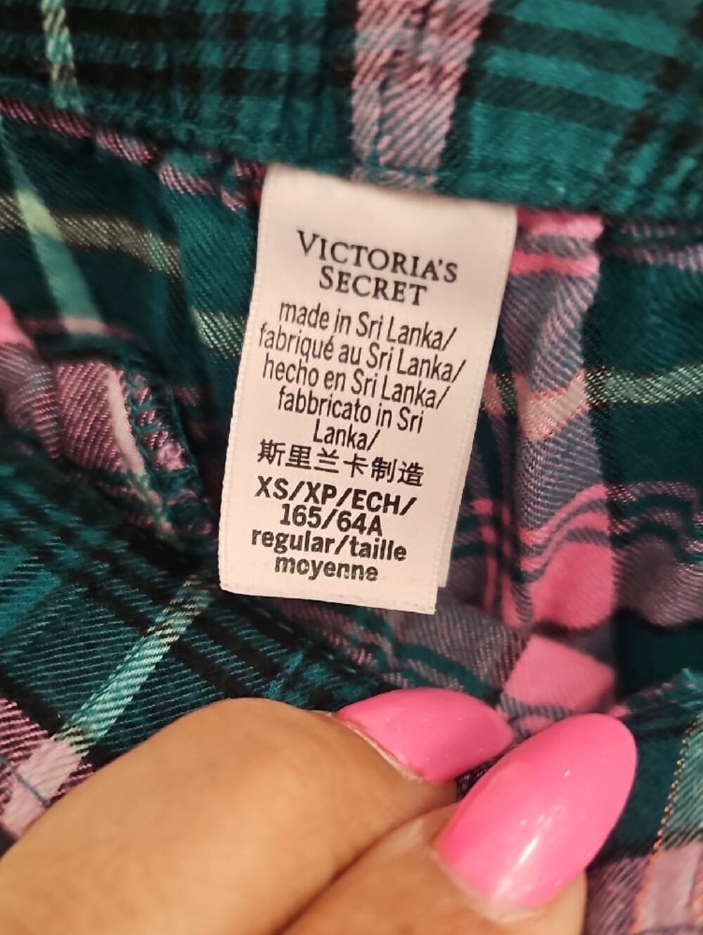 Victoria's Secret Teal, Pink & Black Plaid Pajama Bottoms - Picture 2 of 7